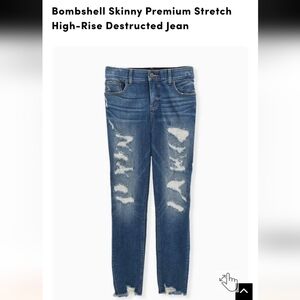 Bombshell Skinny Premium Stretch High-Rise Destructed Jean plus size 16